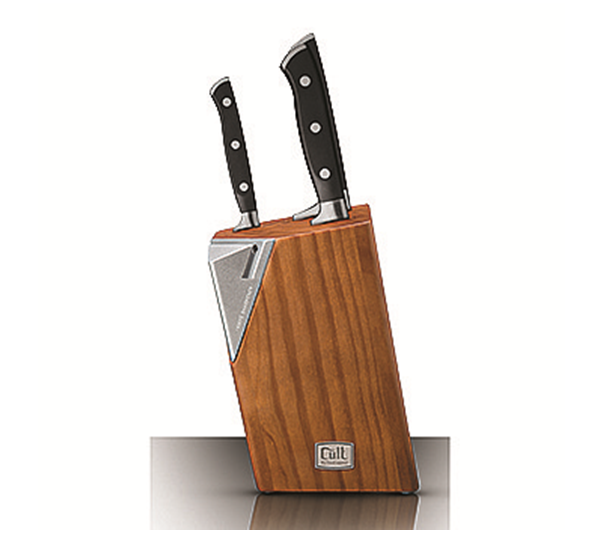 בלוק סכינים 4 חלקים הכולל 3 סכינים + מעמד עם משחיז מובנה CLASSIC